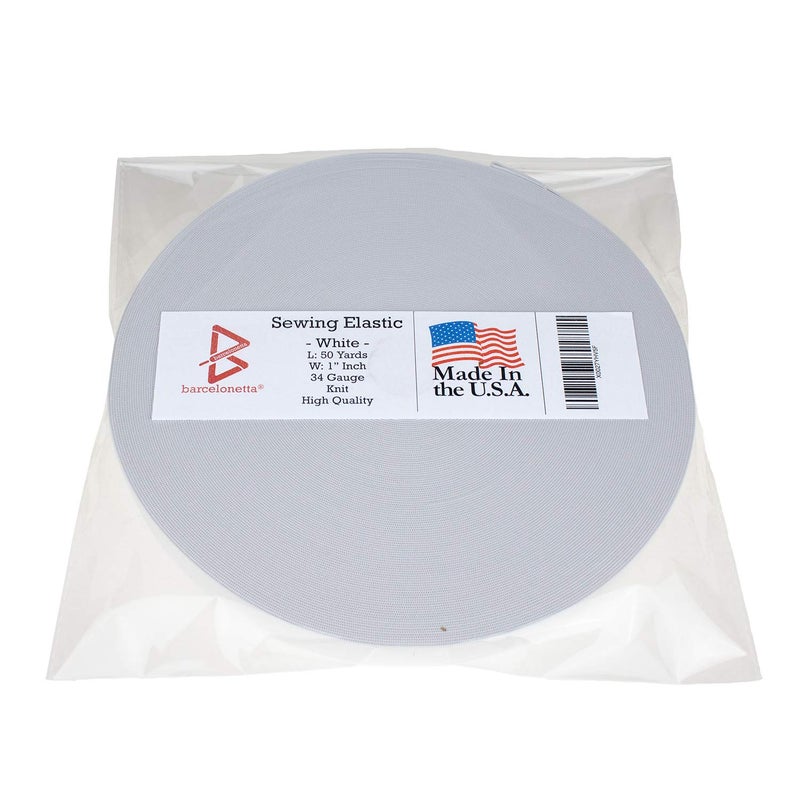Barcelonetta | 50 Yard X 1" Inch | Sewing Elastic | Elastic Band Spool | Knit Roll, Stretch, Craft Elastan | Made in USA (White) - Image 4